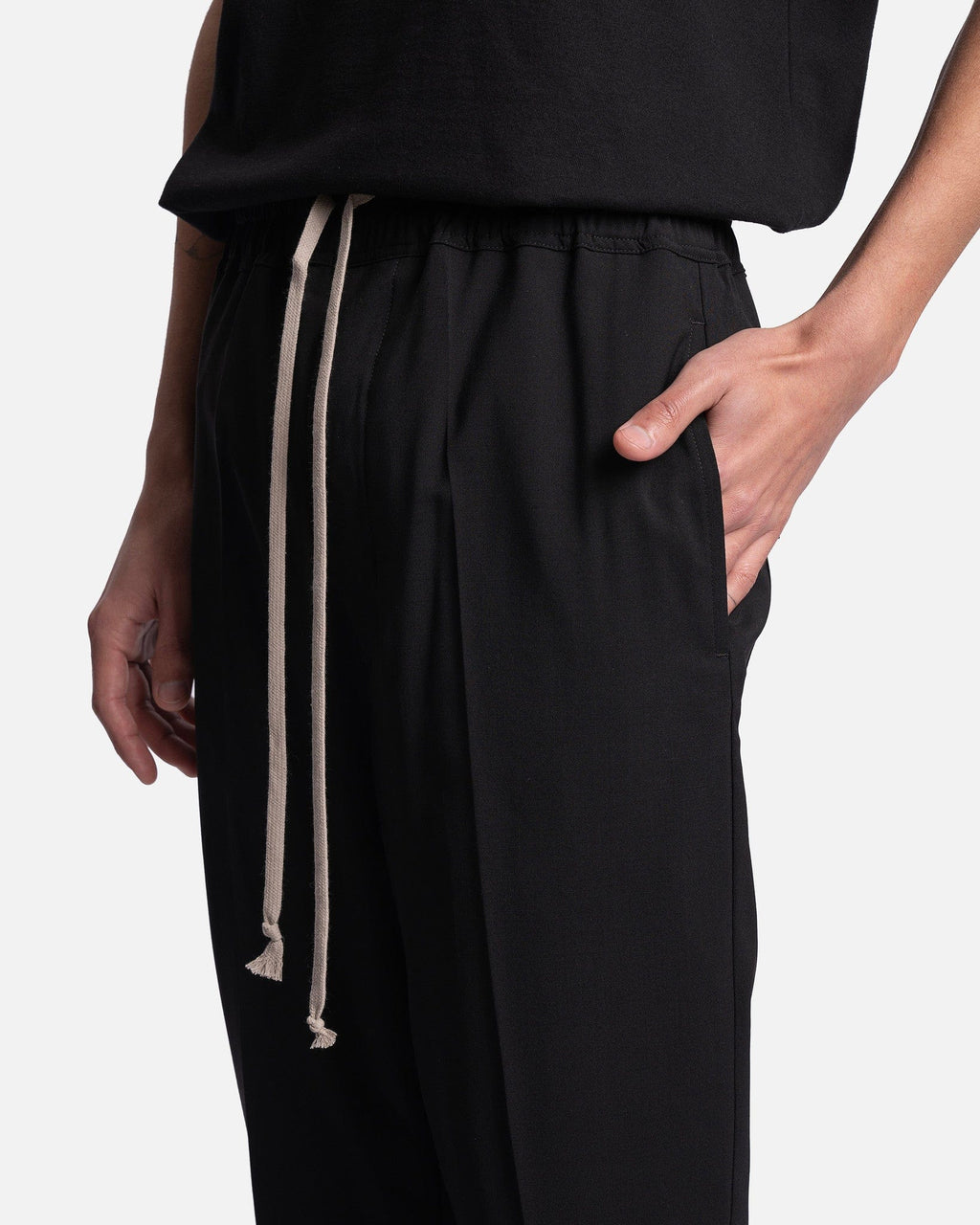 Drawstring Slim Long In Black Rick owens – Гарантія оригінальності – збільшений вид