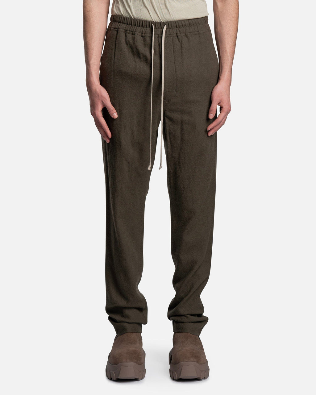 Drawstring Slim Long In Green Rick owens оригінал – Купити в Україні – боковий вид