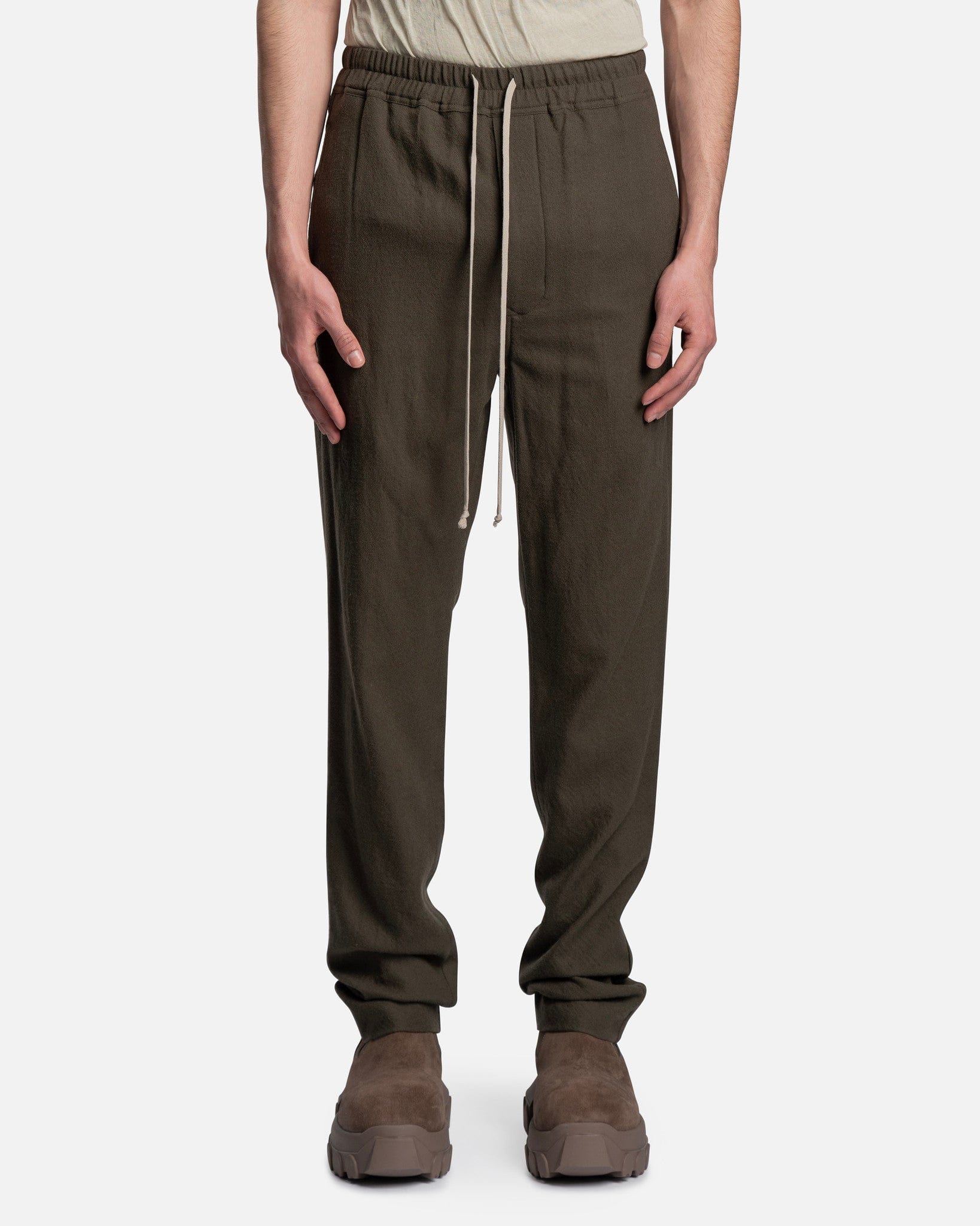 Drawstring Slim Long In Green Rick owens оригінал – Купити в Україні – боковий вид
