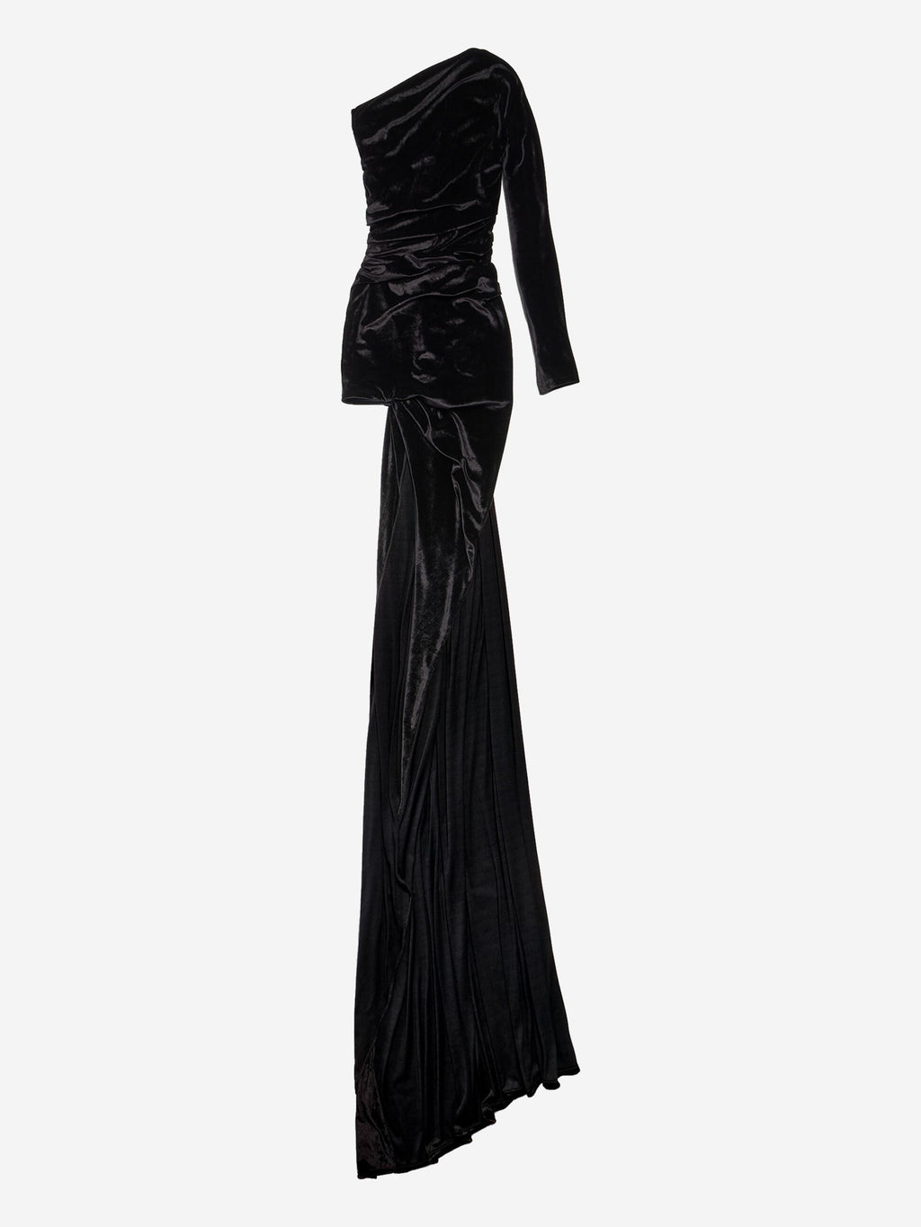 Asymmetrical Velvet Maxi Dress Balenciaga оригінал – Купити в Україні – боковий вид