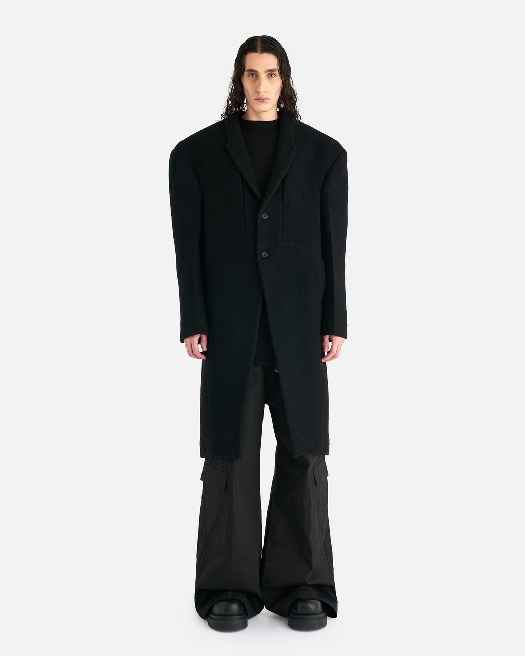 Оригінальна Edfu Coat In Black Rick owens – боковий вид