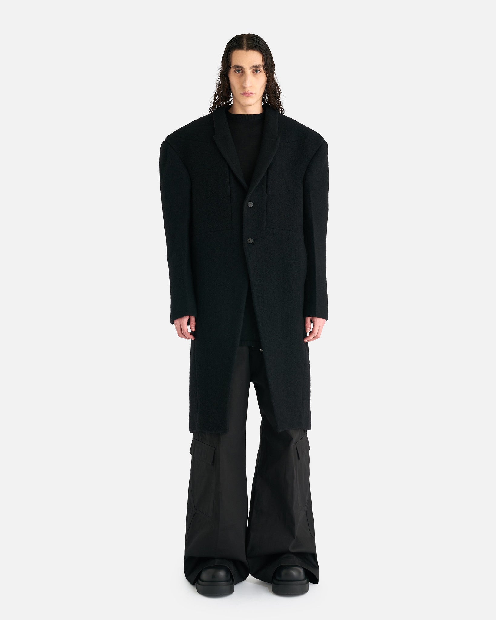 Оригінальна Edfu Coat In Black Rick owens – боковий вид
