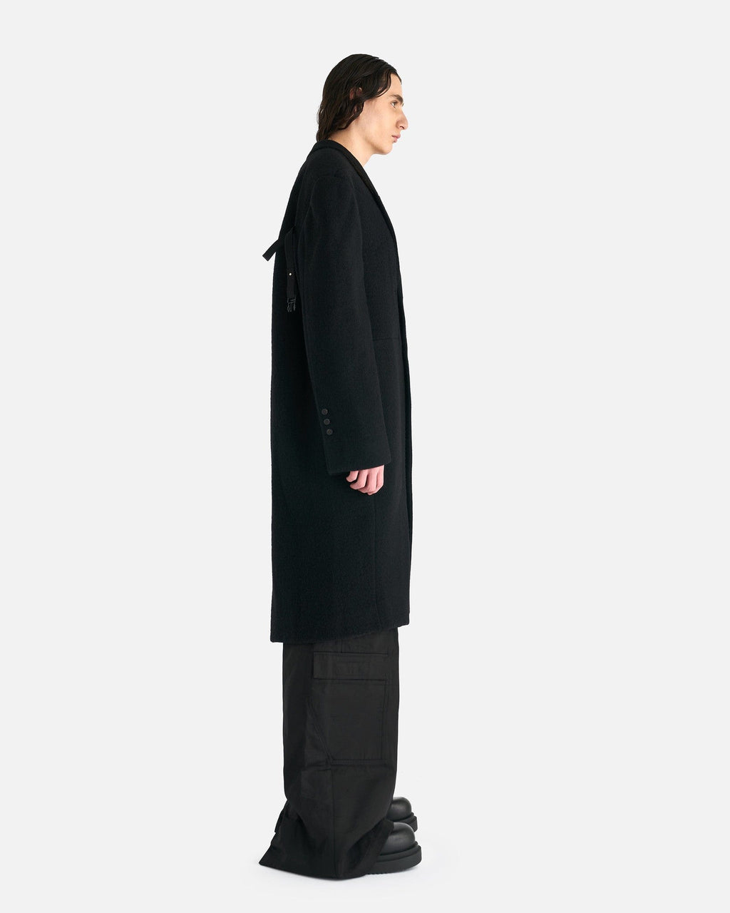 Оригінальна Edfu Coat In Black Rick owens – вид ззаду
