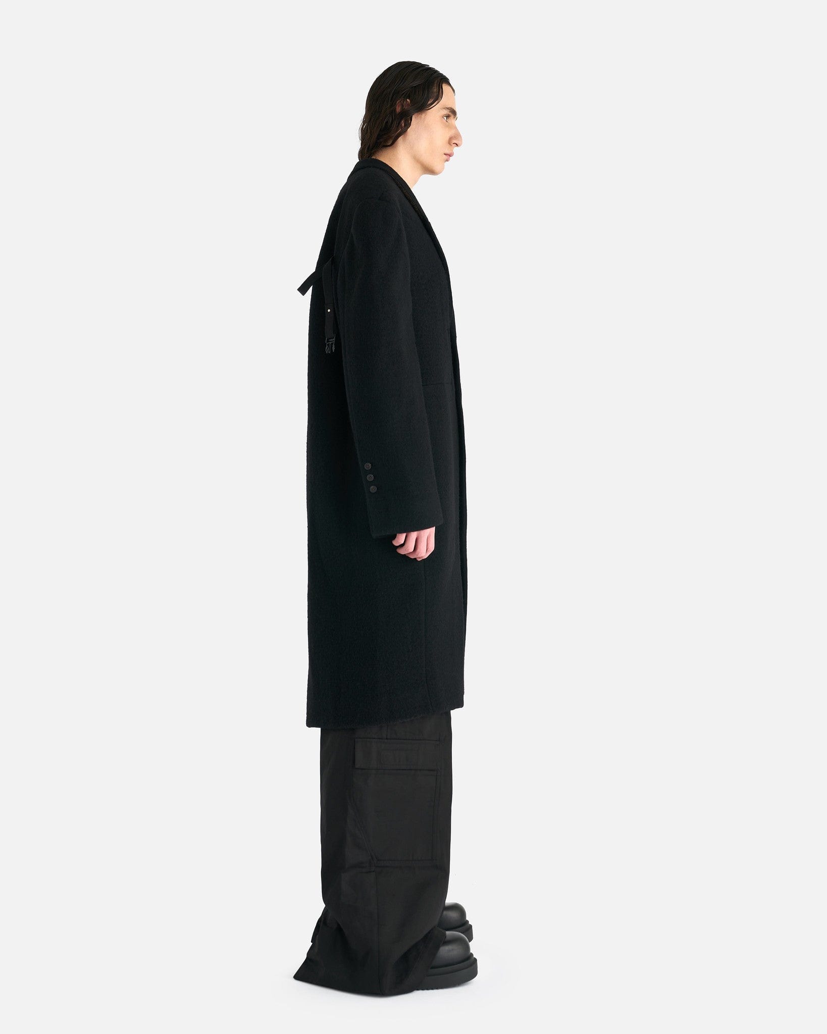 Оригінальна Edfu Coat In Black Rick owens – вид ззаду