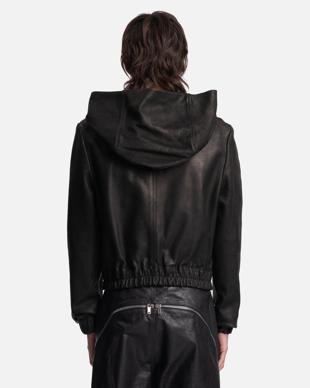 Edfu Leather Hooded Top In Black Rick owens – Гарантія оригінальності – детальний вид