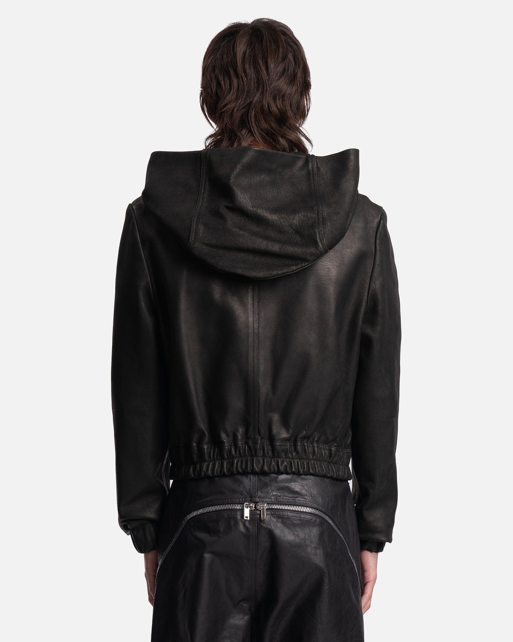 Edfu Leather Hooded Top In Black Rick owens – Гарантія оригінальності – детальний вид