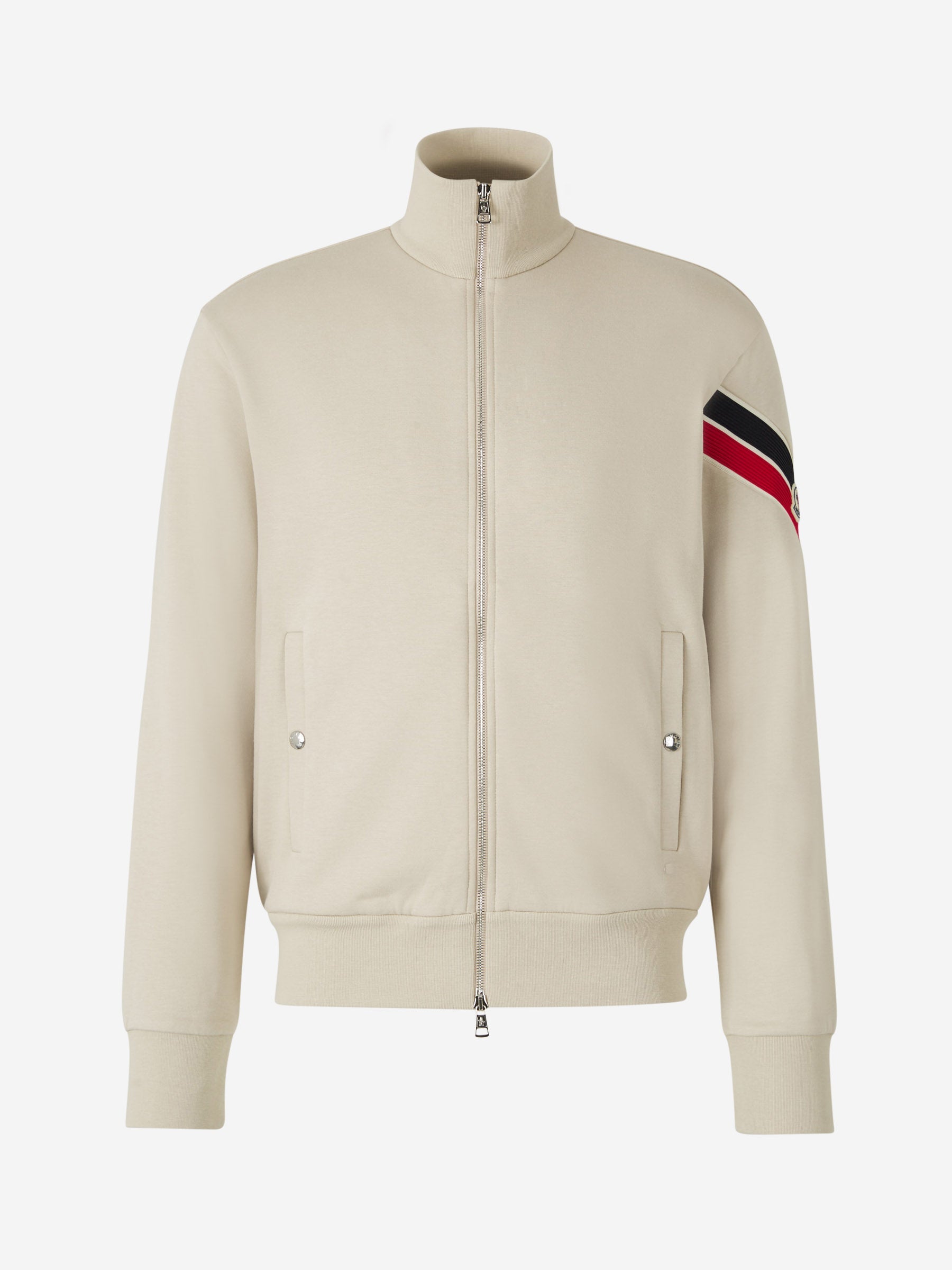 Tricolor Logo Zipper Sweatshirt Moncler оригінал – Купити в Україні – боковий вид - MONCLER