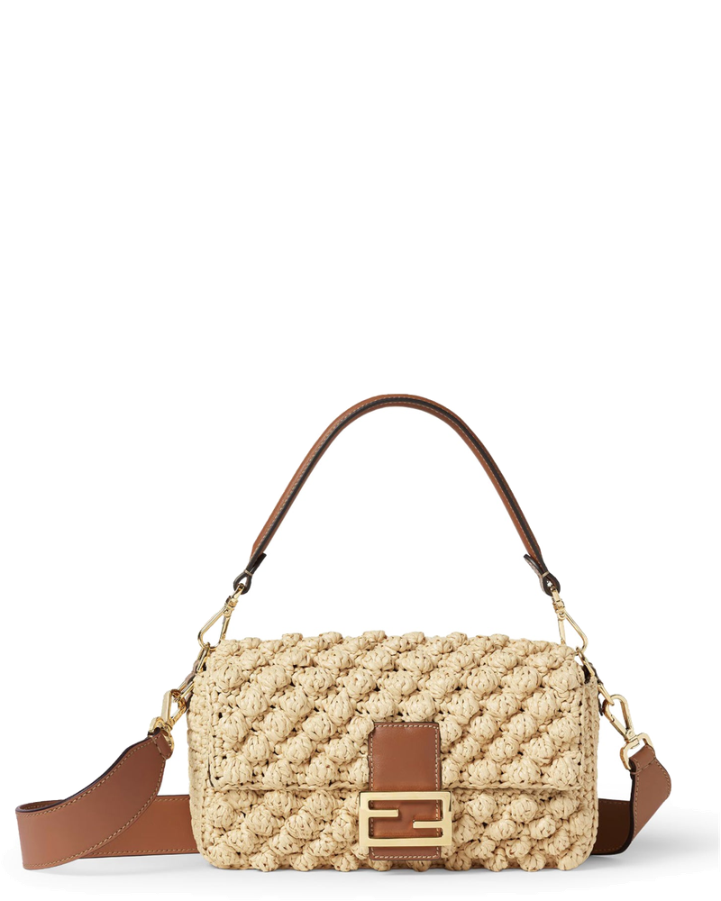 Оригінальна Baguette Bag In Raffia With A Hazelnut Stitch Fendi