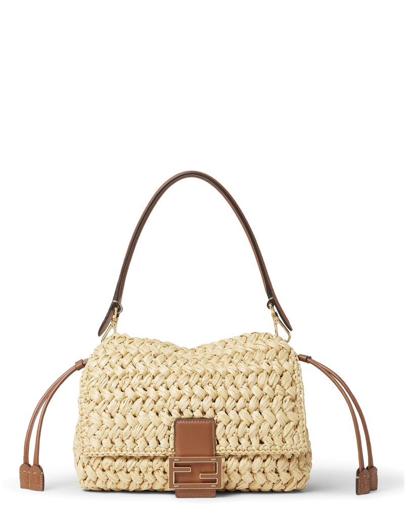 Оригінальна Medium Mamma Baguette Bag In Woven Raffia Fendi