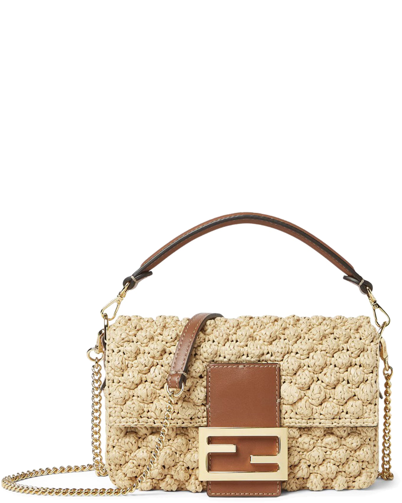 Mini Baguette Bag In Raffia With A Hazelnut Stitch Fendi – Гарантія оригінальності