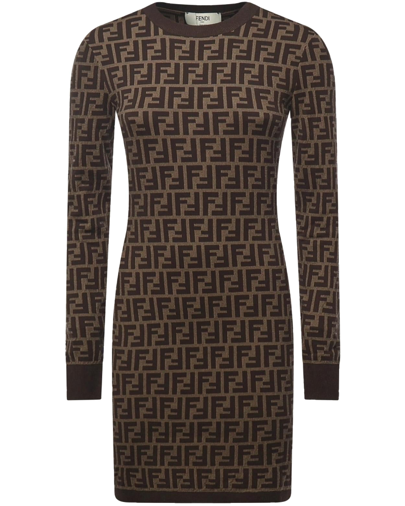 Abito In Cotone Con Stampa Logo All-Over Fendi – Гарантія оригінальності