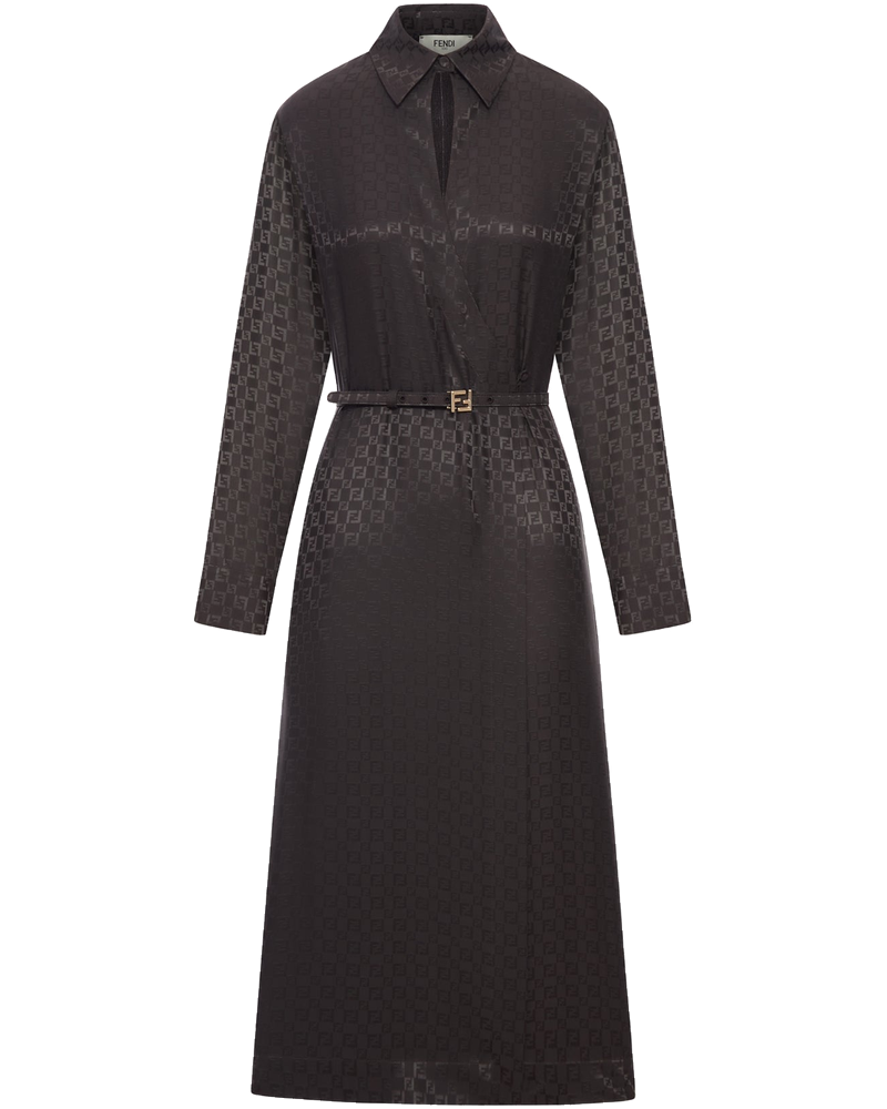 Оригінальна Brown Ff Jacquard Silk Dress Fendi