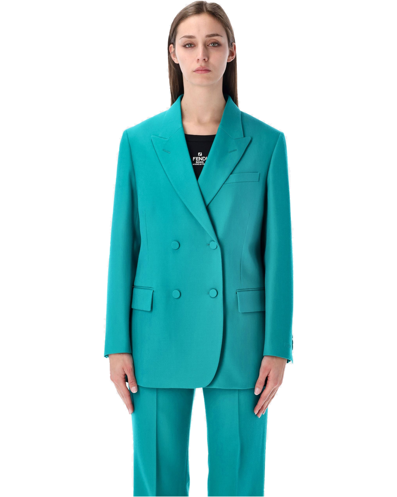 Turquoise Wool Double Breasted Blazer Fendi оригінал – Купити в Україні