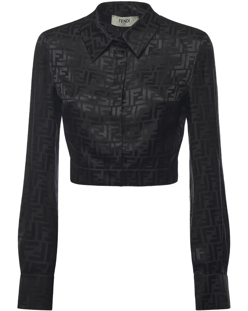Оригінальна Camicia Cropped In Seta Ff Jacquard Fendi