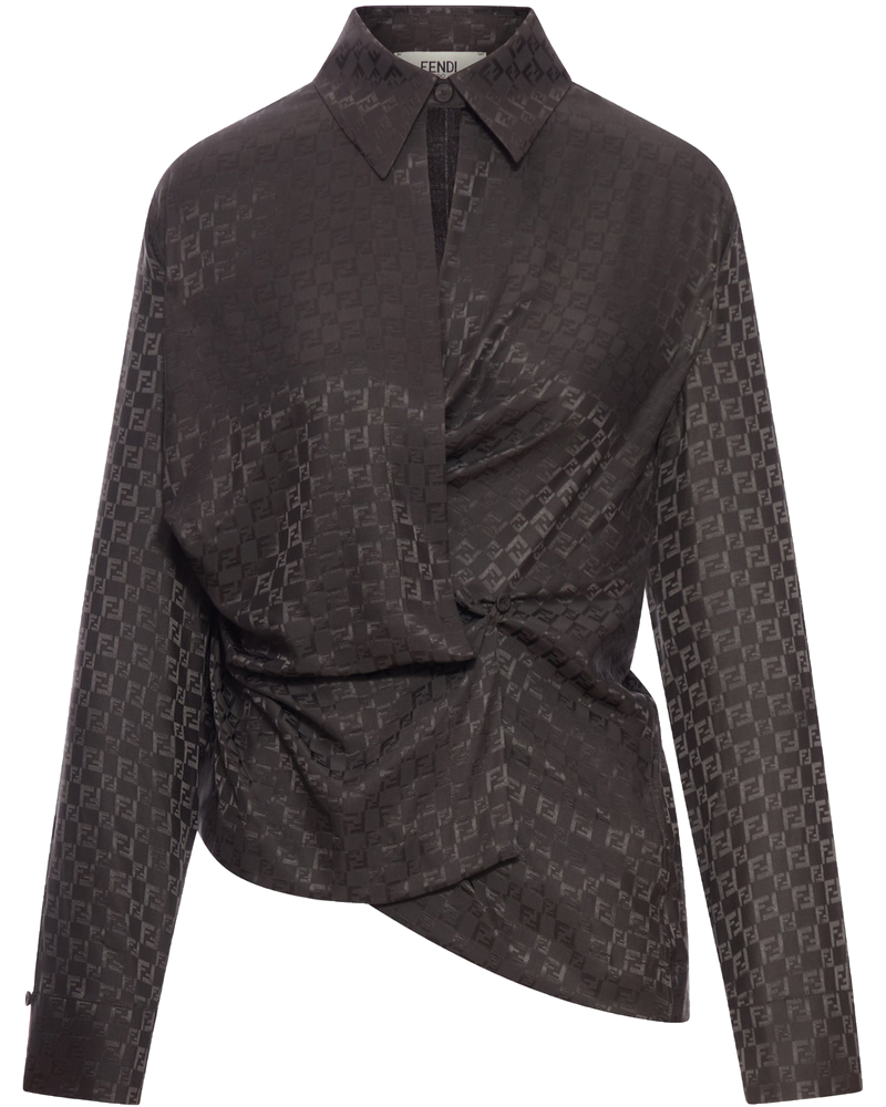Brown Ff Jacquard Silk Shirt Fendi оригінал – Купити в Україні