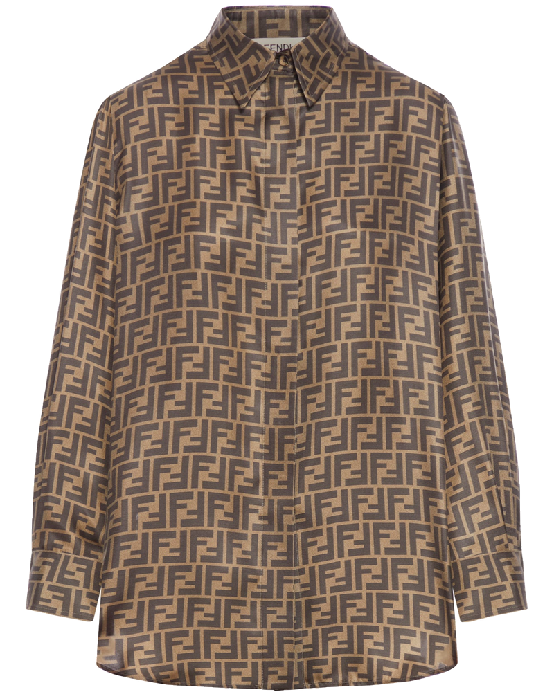 Оригінальна Ff Brown Silk Shirt Fendi