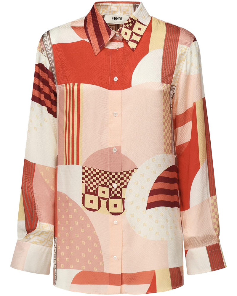 Camicia In Seta Con Stampa Patchwork Fendi оригінал – Купити в Україні
