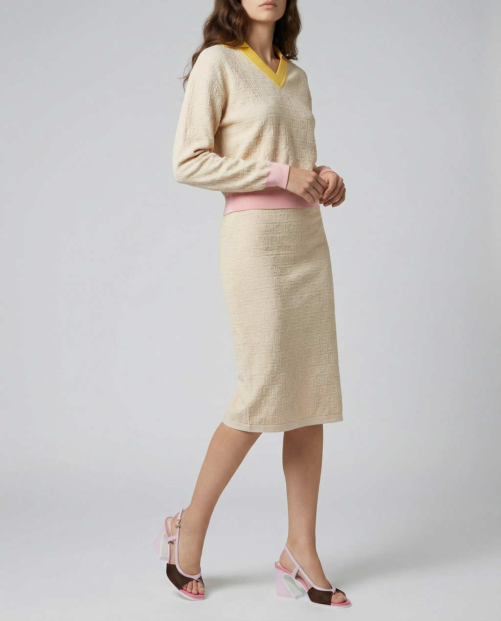 Cotton And Silk MIDI Skirt Fendi – Гарантія оригінальності – вид ззаду