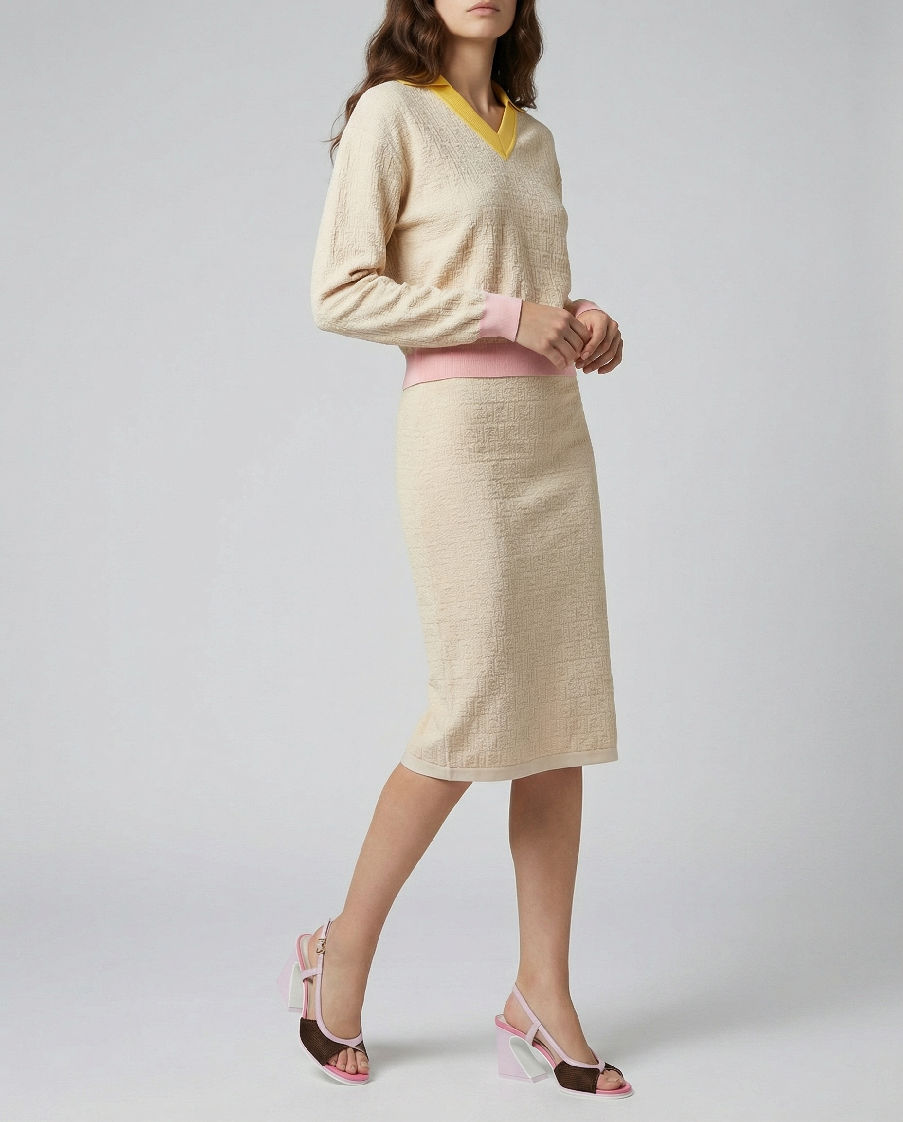 Cotton And Silk MIDI Skirt Fendi – Гарантія оригінальності – вид ззаду