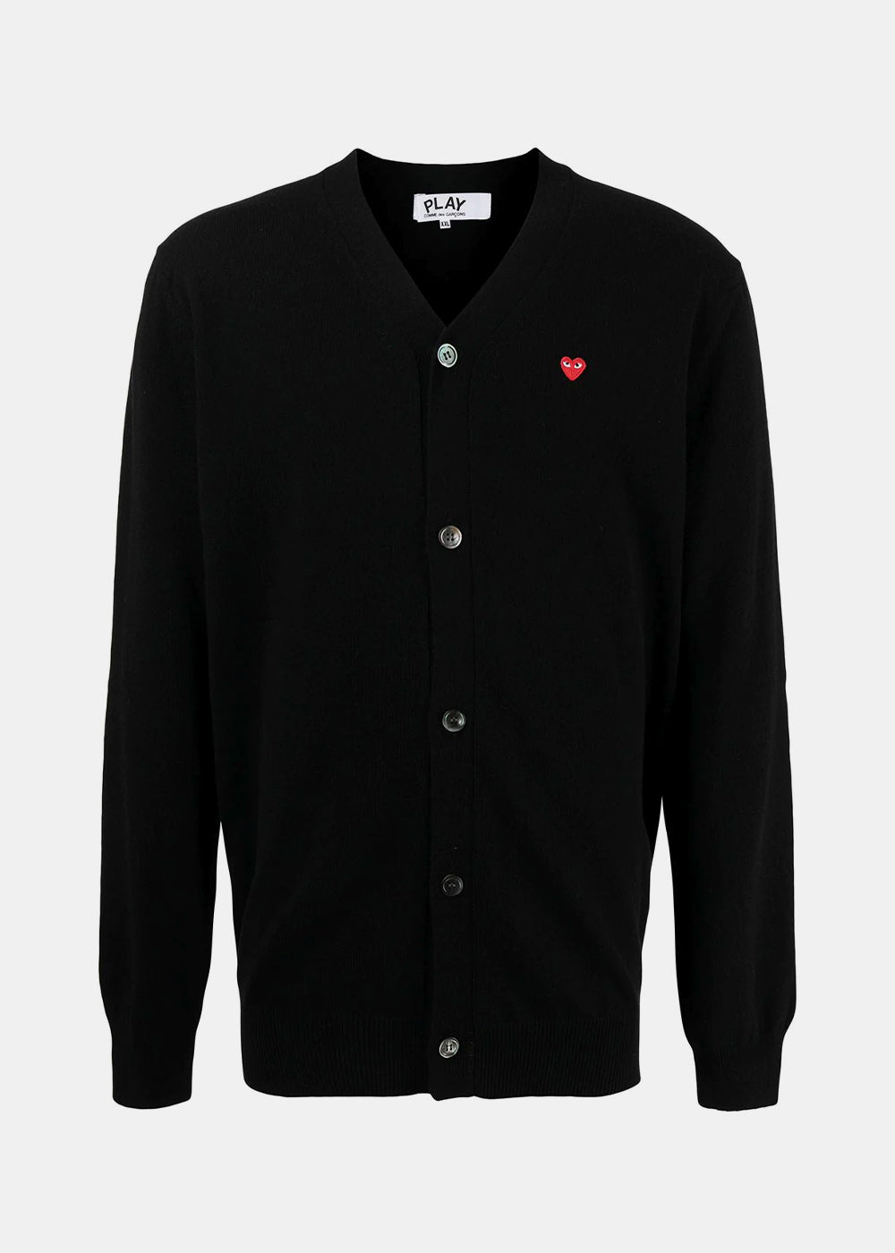 Black & Red Small Heart Cardigan Comme des garcons – Гарантія оригінальності – боковий вид