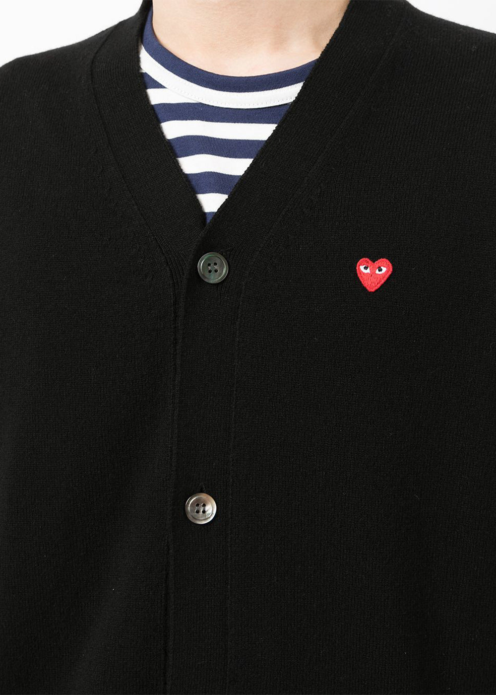 Black & Red Small Heart Cardigan Comme des garcons – Гарантія оригінальності – збільшений вид