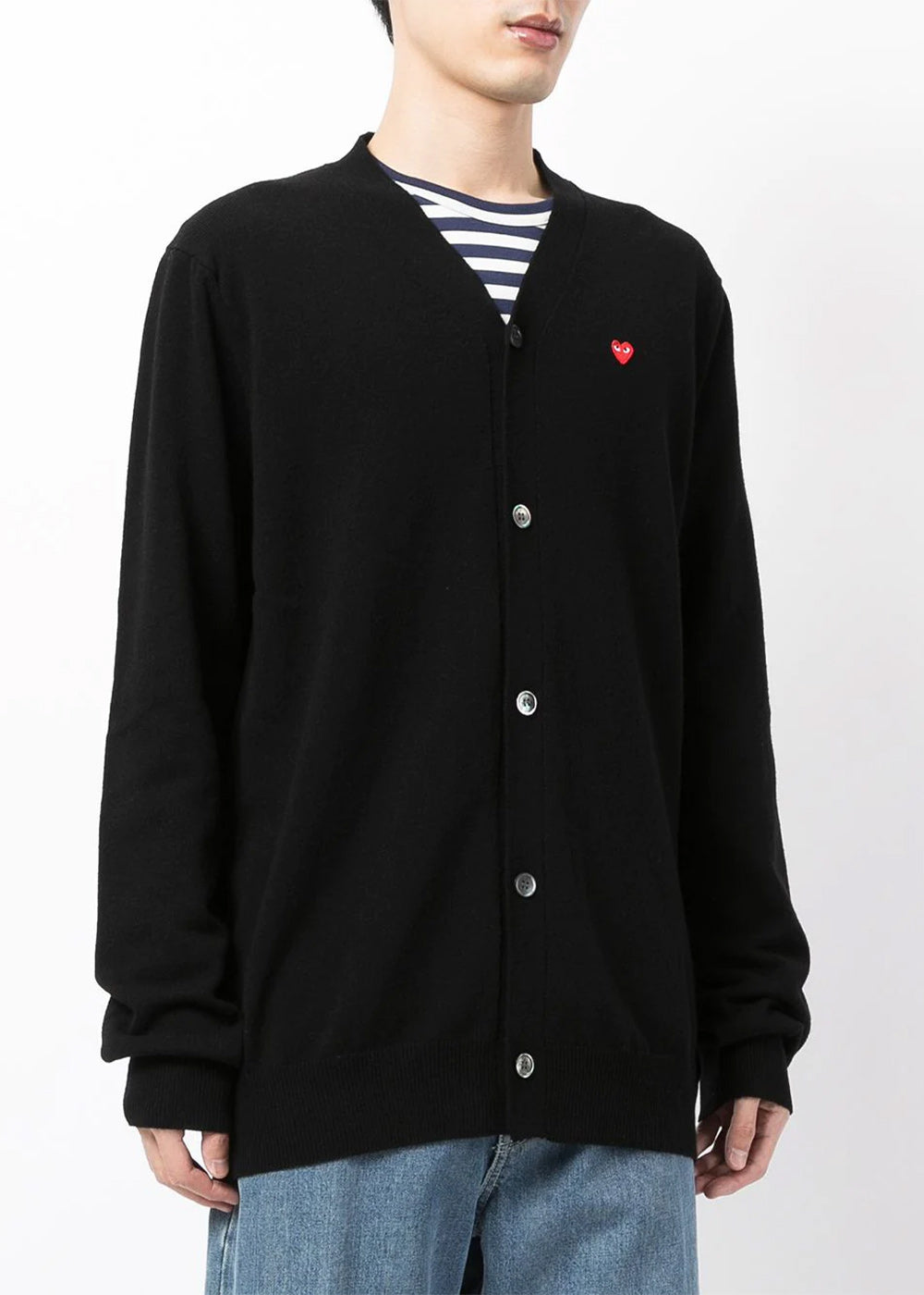 Black & Red Small Heart Cardigan Comme des garcons – Гарантія оригінальності – вид ззаду