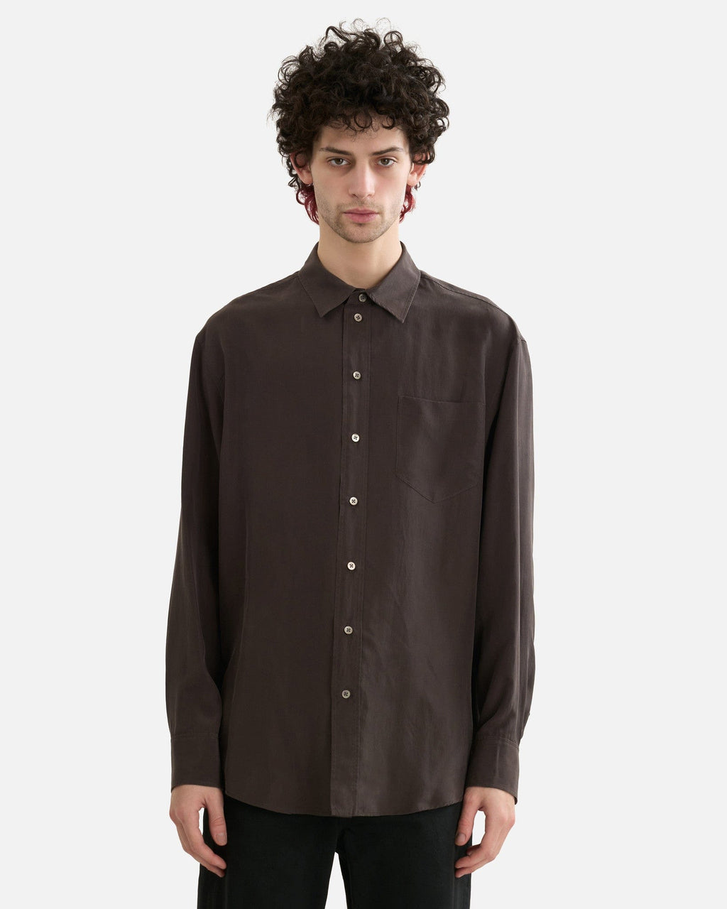 Fiska Shirt In Dark Brown The row оригінал – Купити в Україні – боковий вид