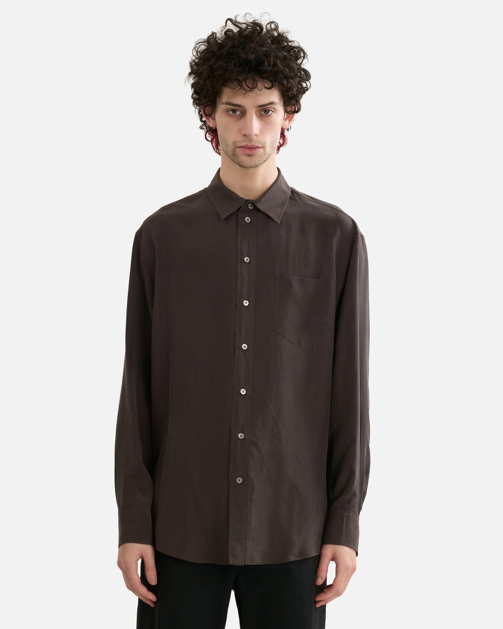 Fiska Shirt In Dark Brown The row оригінал – Купити в Україні – боковий вид