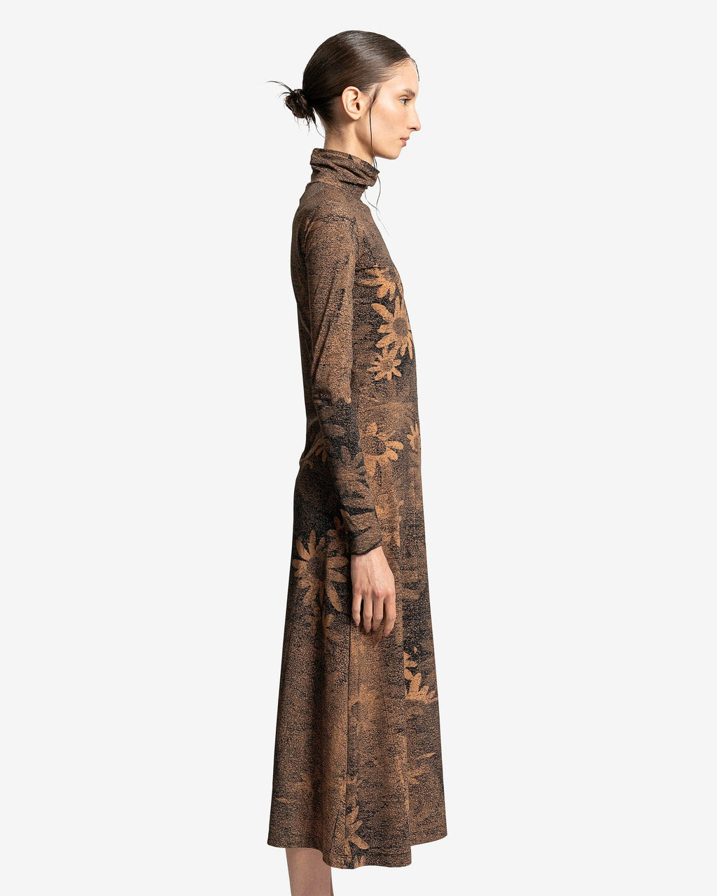 Оригінальна Floral Print Dress In Tan Maison margiela – вид ззаду