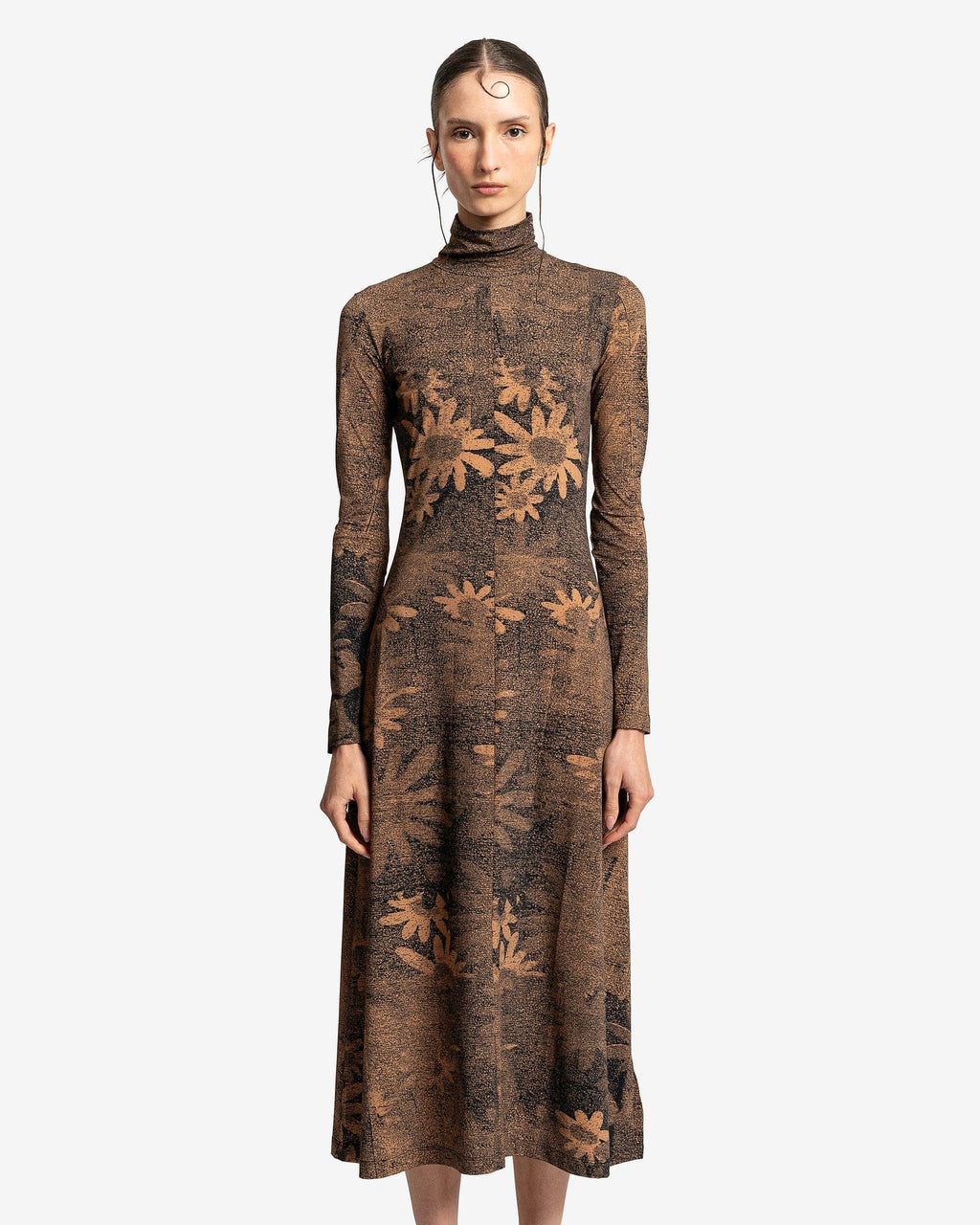 Оригінальна Floral Print Dress In Tan Maison margiela – боковий вид