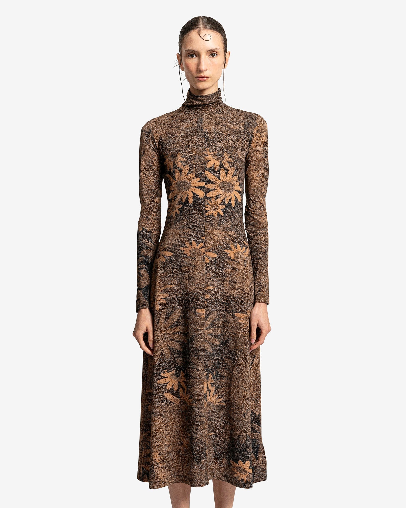 Оригінальна Floral Print Dress In Tan Maison margiela – боковий вид