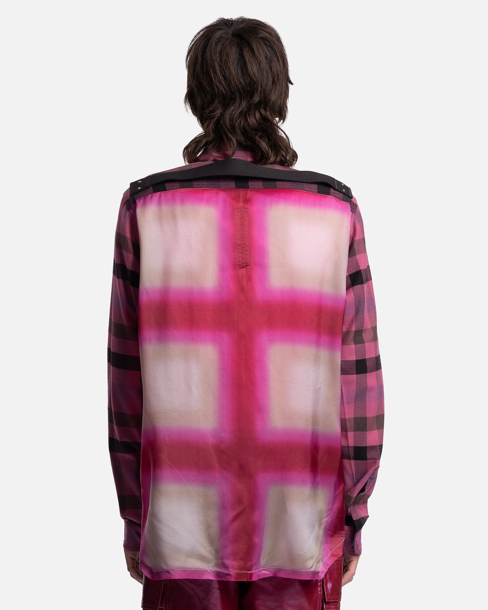 Fogpocket Outershirt In Hot Pink Plaid Rick owens – Гарантія оригінальності – детальний вид