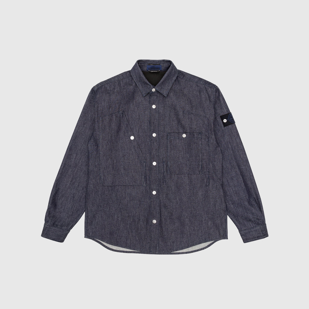 Indigo Denim-Raw Overshirt Stone island оригінал – Купити в Україні – боковий вид