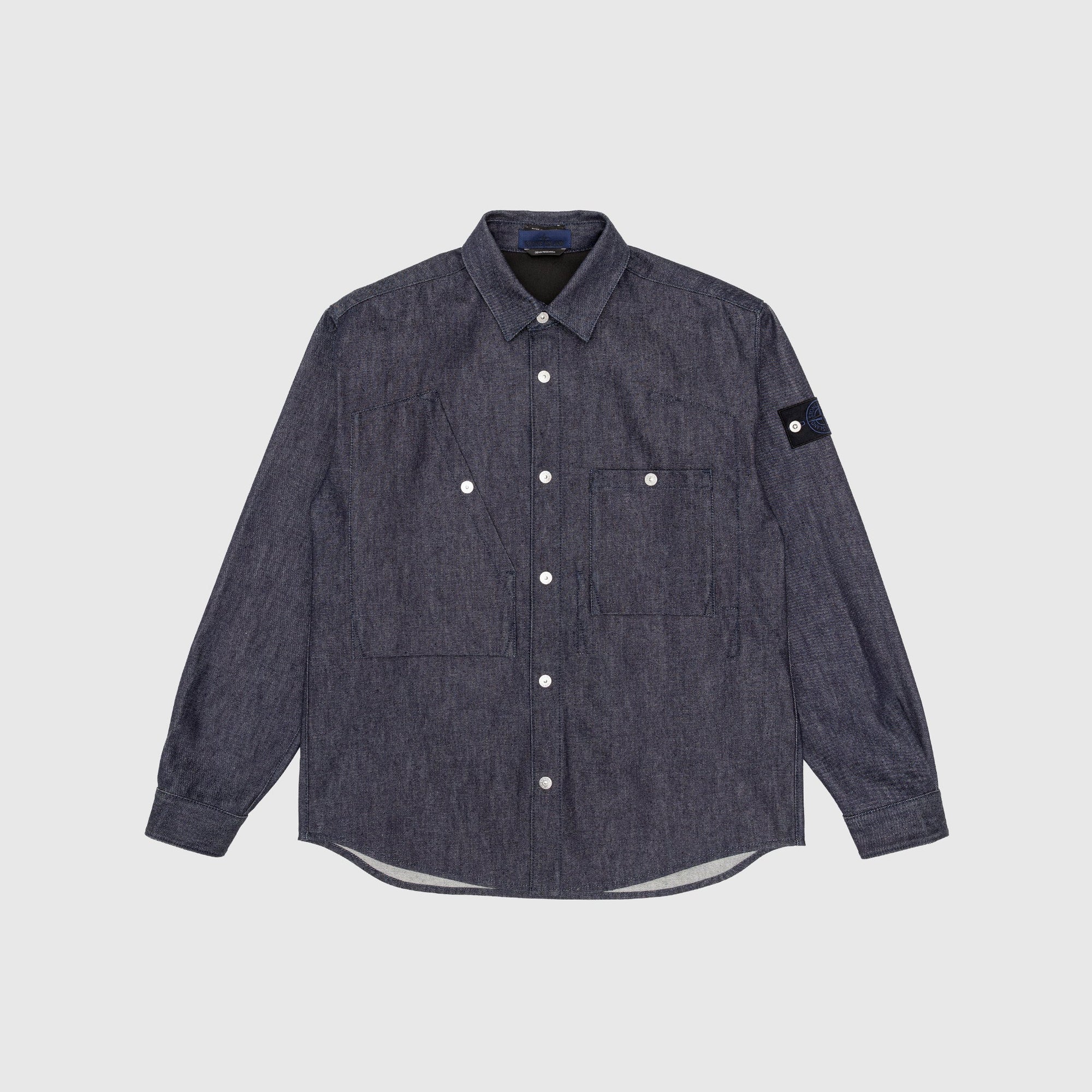 Indigo Denim-Raw Overshirt Stone island оригінал – Купити в Україні – боковий вид