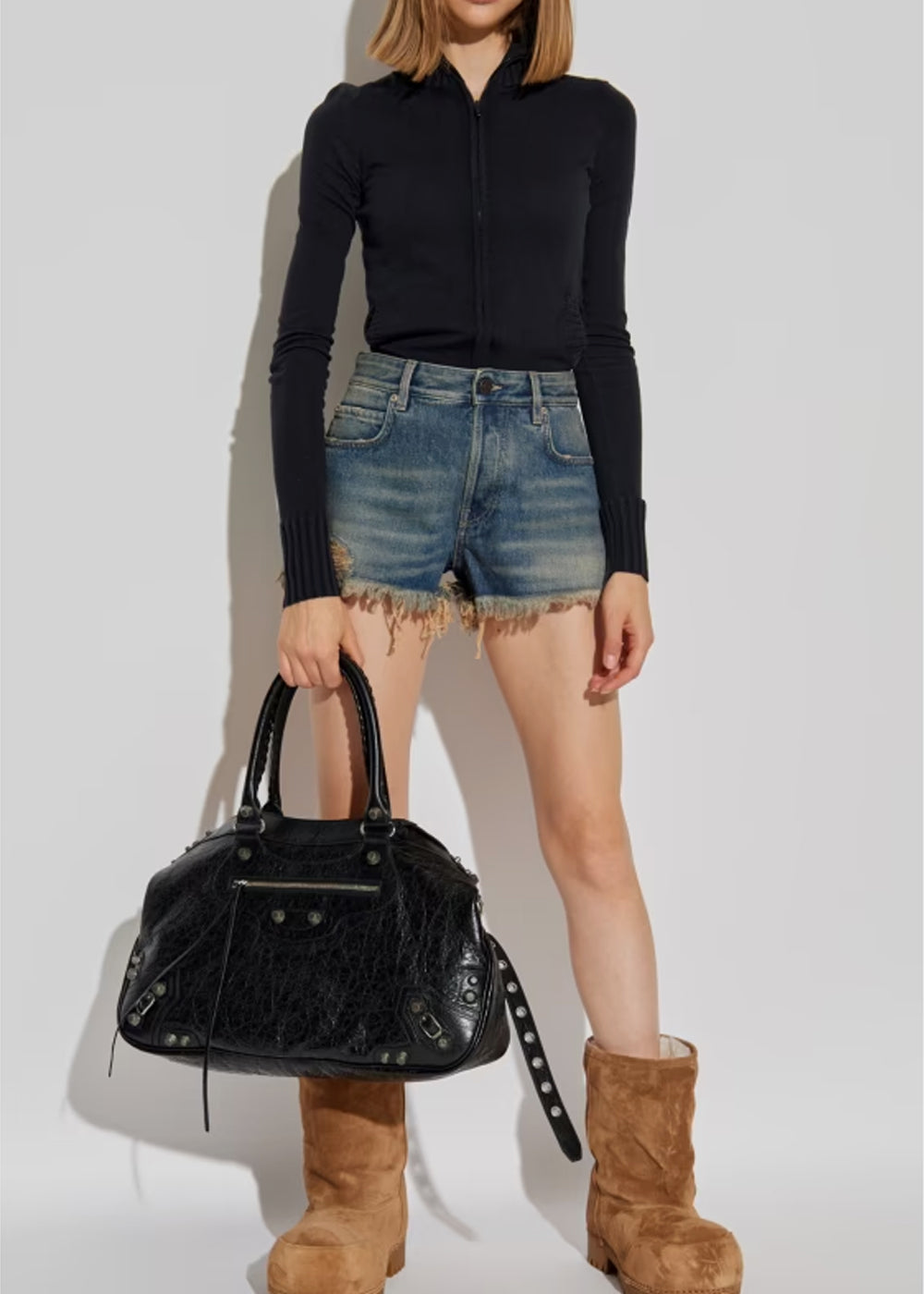 Blue Mini Denim Shorts Balenciaga – Гарантія оригінальності – вид ззаду