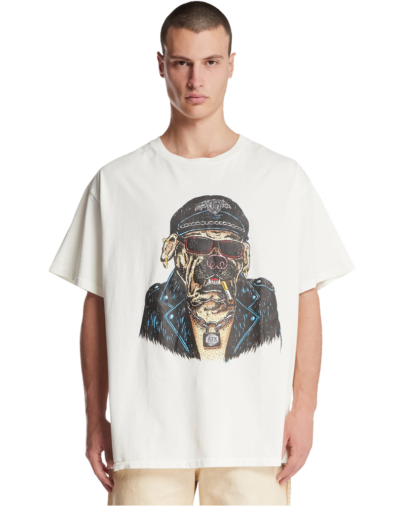 Оригінальна White Oct Biker Dog T-Shirt Gallery department
