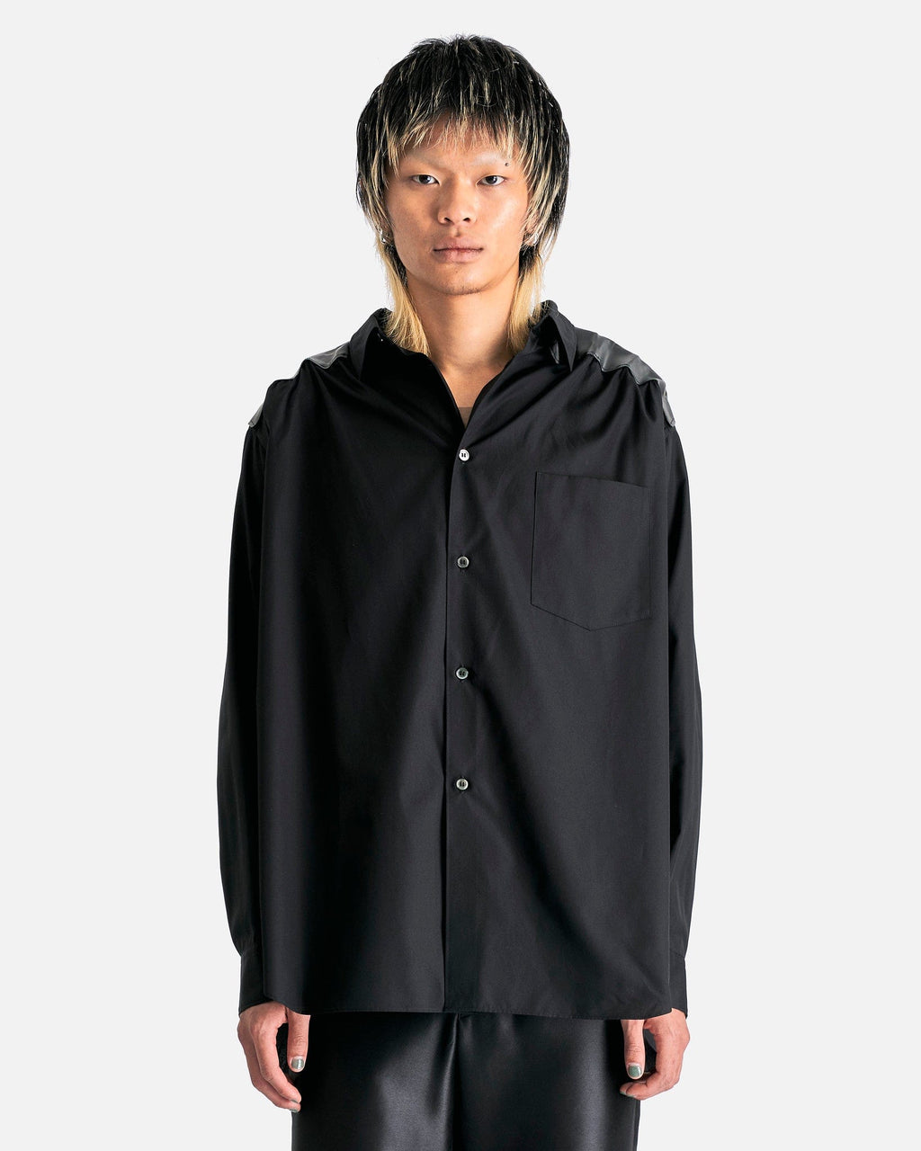 Gathered Panel Shirt In Black Comme des garcons – Гарантія оригінальності – боковий вид