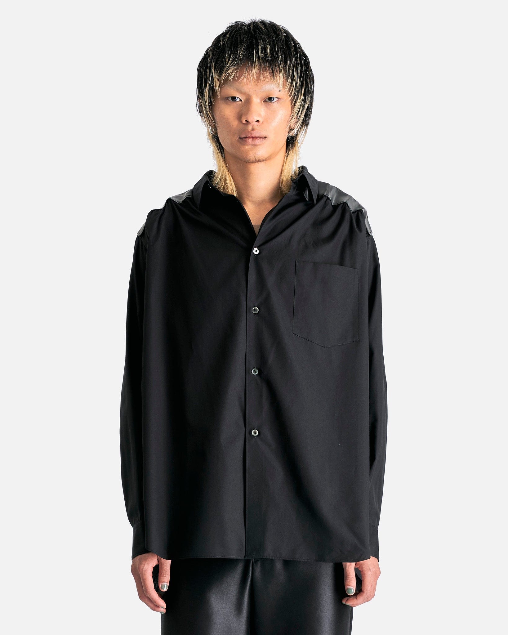 Gathered Panel Shirt In Black Comme des garcons – Гарантія оригінальності – боковий вид
