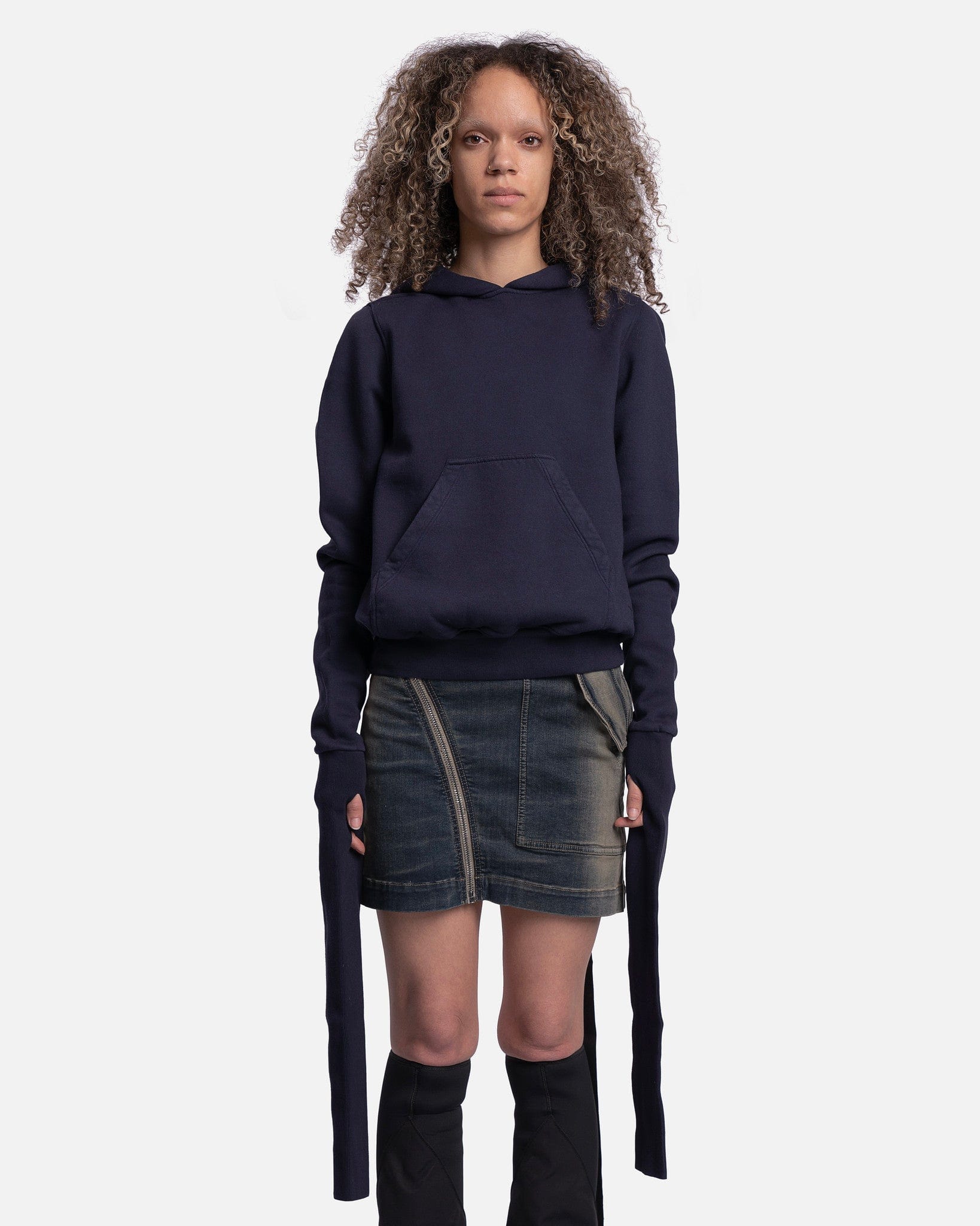 Gauntlet Granbury Hoodie In Indigo Rick owens – Гарантія оригінальності – боковий вид