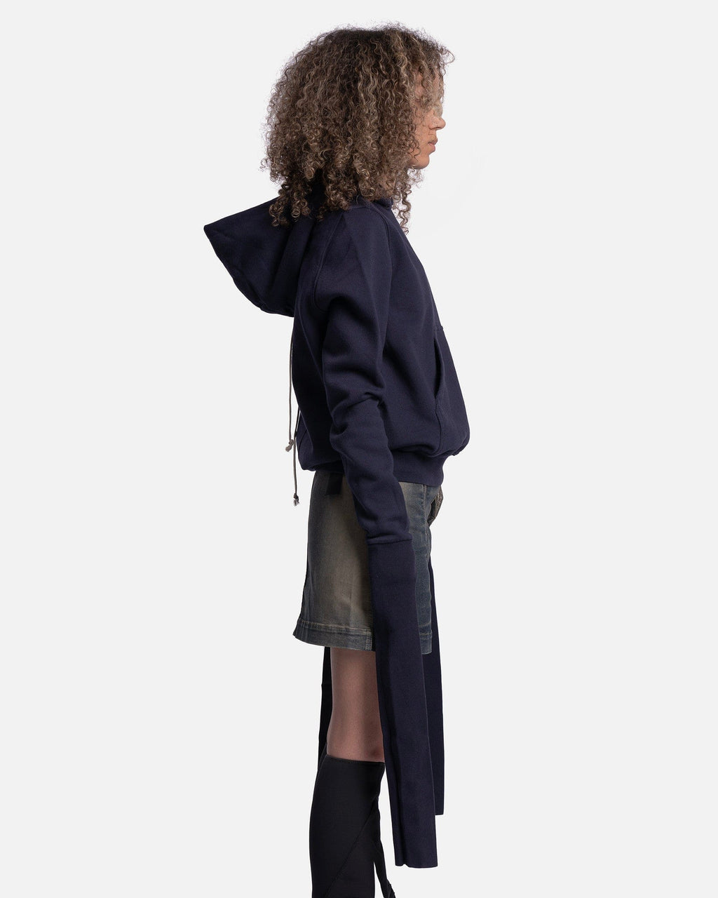 Gauntlet Granbury Hoodie In Indigo Rick owens – Гарантія оригінальності – вид ззаду