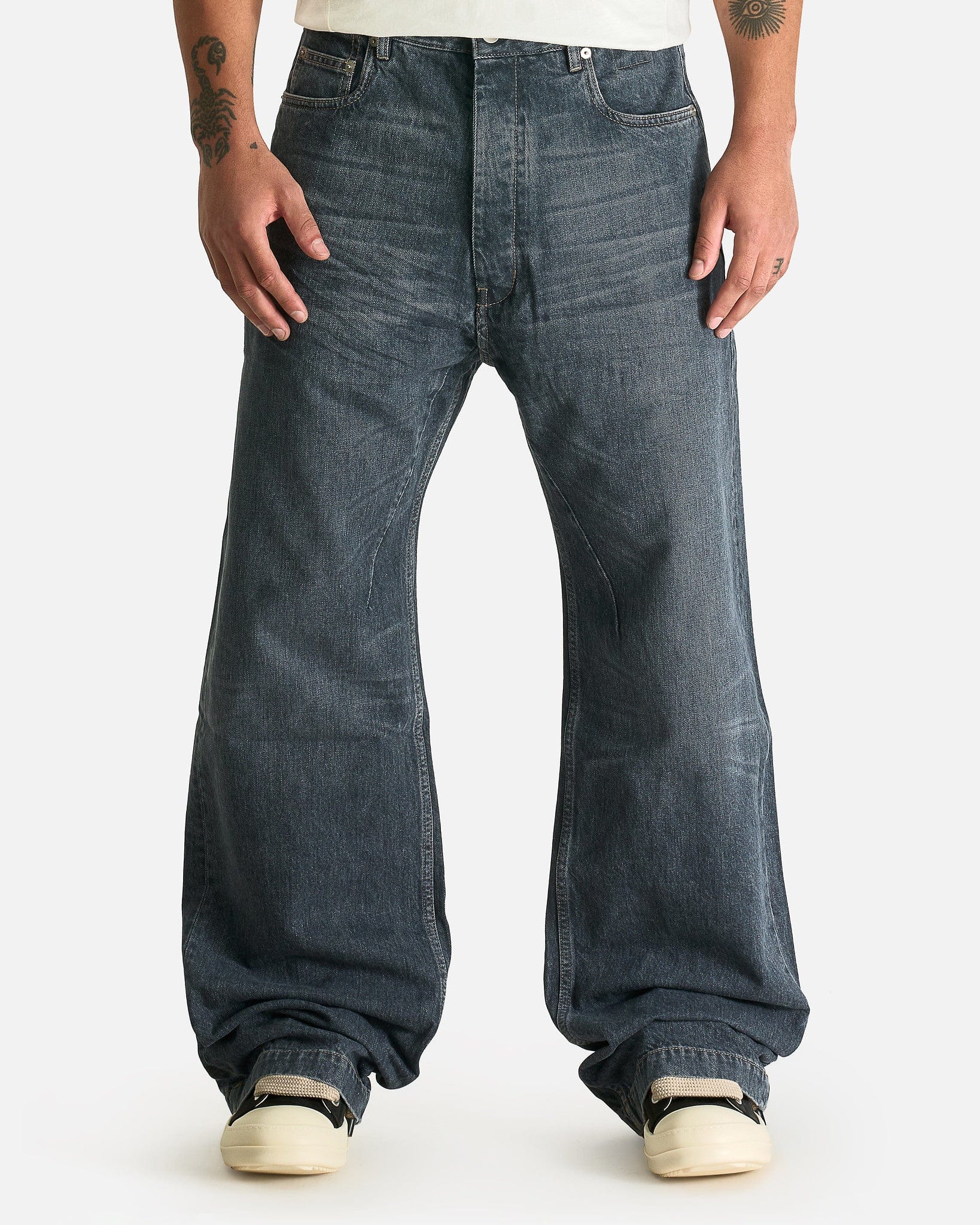 Geth Jeans In Washed Grey Rick owens – Гарантія оригінальності – боковий вид