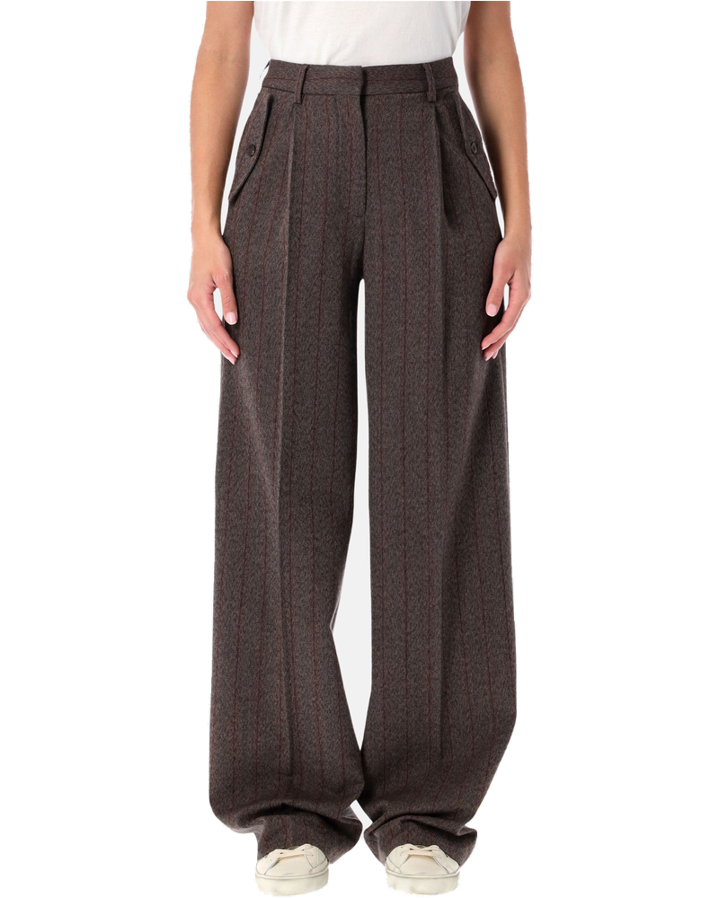 Brown Pinstripe Wool Wide-Leg Trousers Golden goose – Гарантія оригінальності