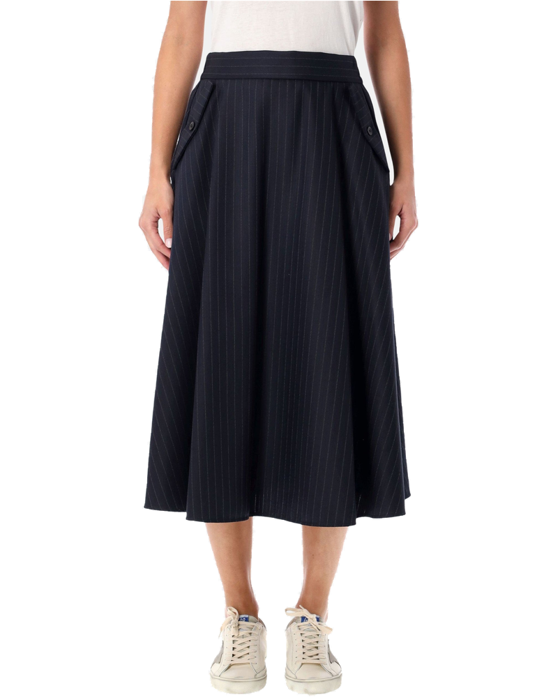 Navy Blue Wool Pint Striped MIDI Skirt Golden goose – Гарантія оригінальності
