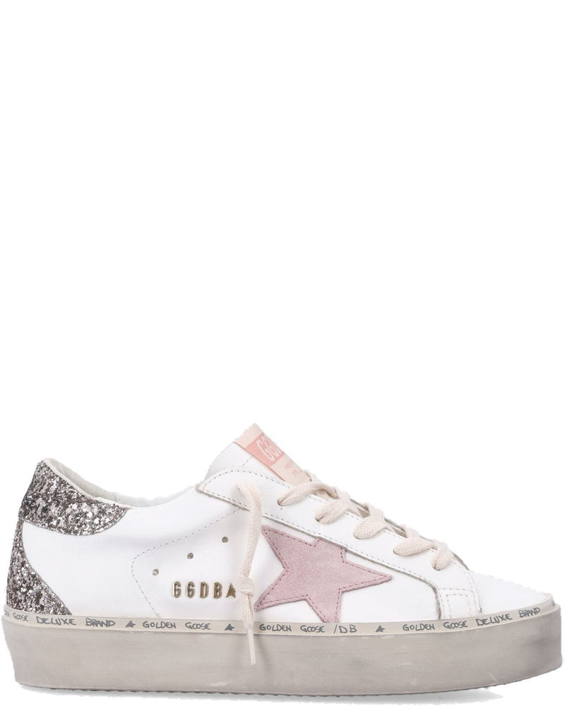 Оригінальна Hi Star White Pink Leather And Glitter Womas Sneakers Golden goose