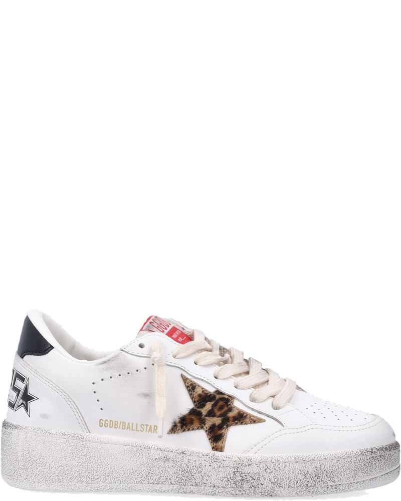 Оригінальна Ball Star White Womans Sneakers With Leopard Pony Star Golden goose