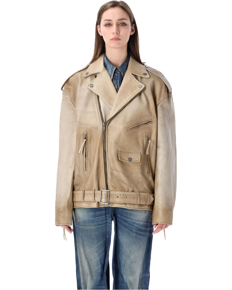 Оригінальна Biker Jacket Brushed Leather Beige Golden goose