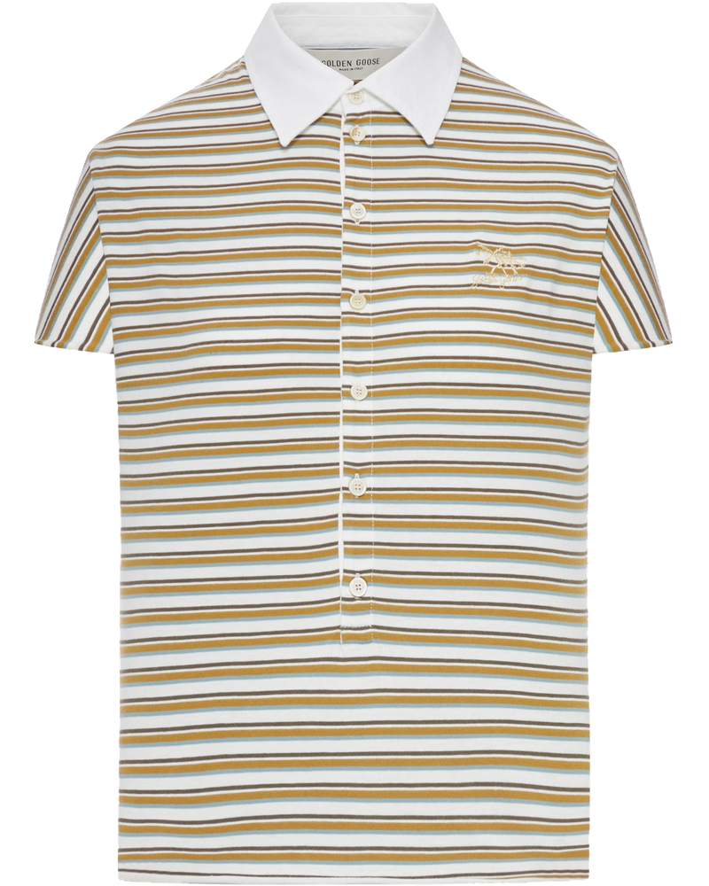 Striped Jersey Polo T-Shirt With Contrasting Collar Golden goose – Гарантія оригінальності