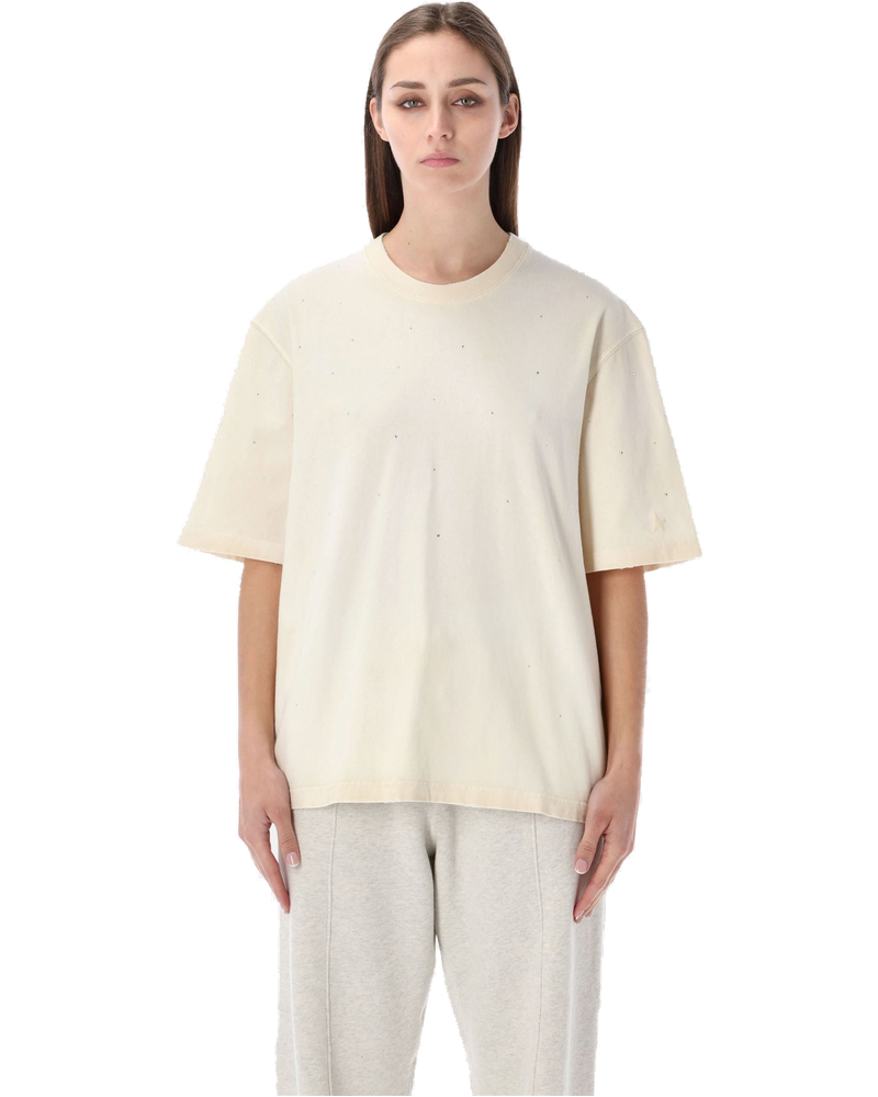Crystal Embellished Cotton T Shirt Golden goose – Гарантія оригінальності