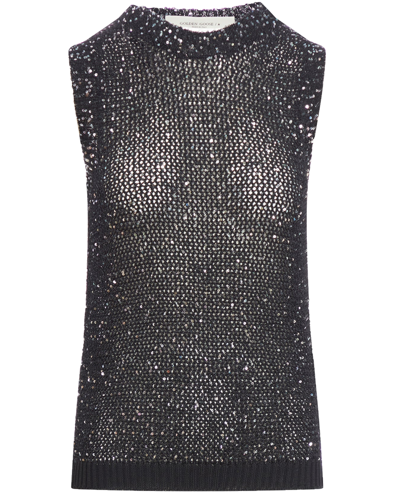 Net Mesh Top With Sequins And Contrasting Details Golden goose оригінал – Купити в Україні