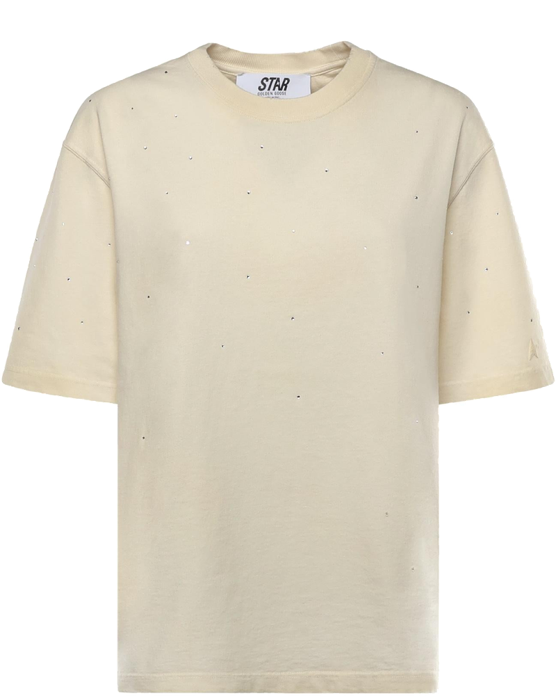 Оригінальна T-Shirt Star In Cotone Con Cristalli Golden goose
